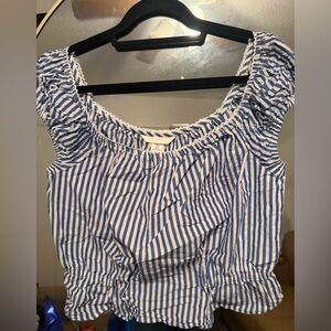 H&M Blue and White Striped Blouse